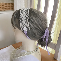 【パステルカラー】カチューシャ　ヘッドドレス　国産レース　ヘアアクセ　結婚式　ウエディング　ブライダル　　結婚式399 8枚目の画像