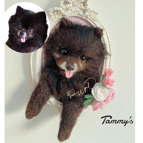 aページ♡羊毛フェルト うちの子顔ブローチオーダー☆ペット 犬 うちの子 羊毛フェルト お顔ブローチオーダー☆ペットに似せて作製させ