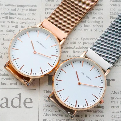 サイズ調整が必要ないベルト】腕時計 シルバー×ピンクゴールド