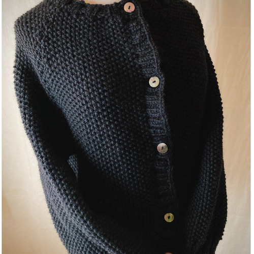 完売】鹿の子編みカーディガン ラグランスリーブローゲージニット