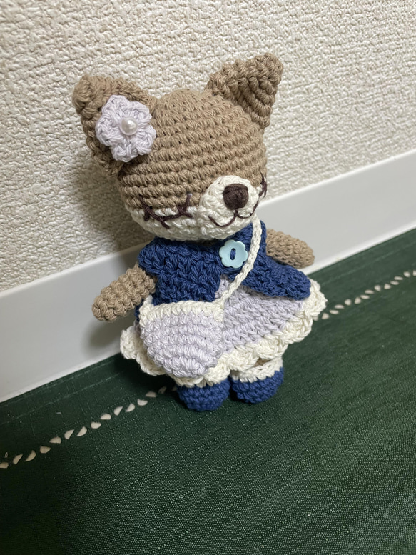 【送料無料】癒しのあみぐるみ　おでかけチワワちゃん　ハンドメイド 2枚目の画像