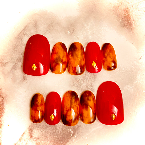 オーダー】べっ甲 ネイルチップ ネイルチップ（つけ爪