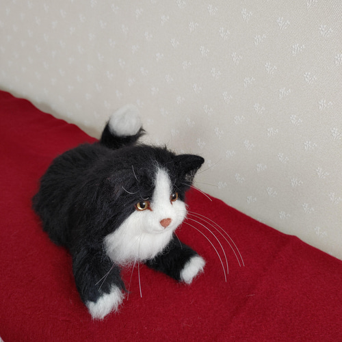 ハチワレ長毛猫 羊毛フェルト フジイケ 通販 13598784｜Creema