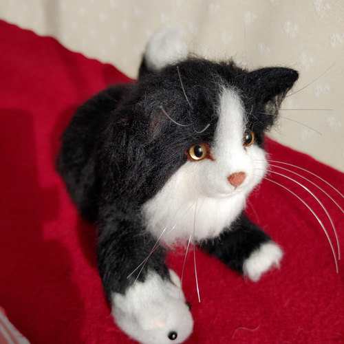 ハチワレ長毛猫 羊毛フェルト フジイケ 通販 13598784｜Creema