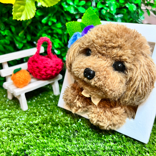 ⭐︎壁掛けトイプードル ♪ 羊毛フェルト 犬ぽんぽん⭐︎ ぬいぐるみ