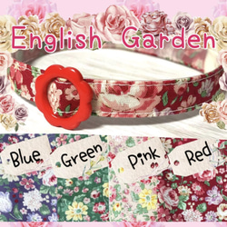 English Garden＊迷子札付＊フルオーダーの軽い首輪 1枚目の画像