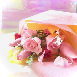 送料無料　【マカロンピック付き】〜お祝いに〜　枯れない、そのまま飾れる　フェイクフラワー花束 11枚目の画像