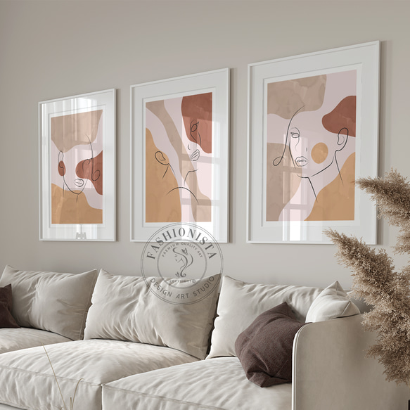 アートポスター 3枚セット モダン抽象ラインアート 3884 写真