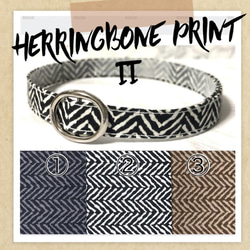 herringbone print＊迷子札付＊フルオーダーの軽い首輪 1枚目の画像