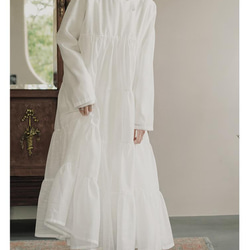 白色 朦朧竹節紗白紗少女裙 薄透質感 外搭洛麗塔百褶洋裝連身裙(薄透款,不含針織洋裝) 第14張的照片