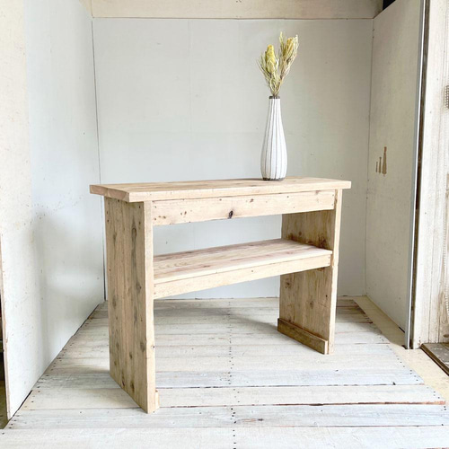 一枚板　コンソールテーブル リサイクルウッド☆足場材 幅110cm コンソールテーブル 棚1段