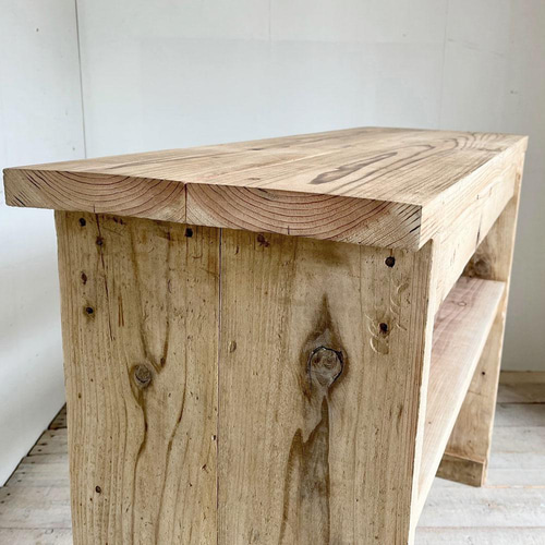 リサイクルウッド☆足場材 幅110cm コンソールテーブル 棚1段