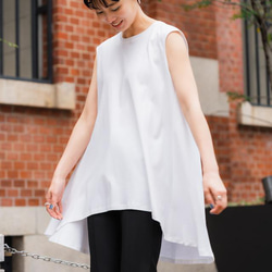 【完売】フレンチスリーブTシャツ　ホワイト　sai　日本製　フリーサイズ　Tシャツ　チュニック　体型カバー　即納 9枚目の画像