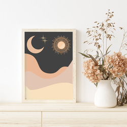 ミッドセンチュリー 月 太陽 / インテリアポスター 海外アート / 3764 4枚目の画像