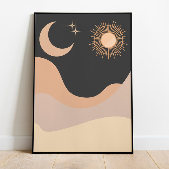 ミッドセンチュリー 月 太陽 / インテリアポスター 海外アート / 3764 3枚目の画像