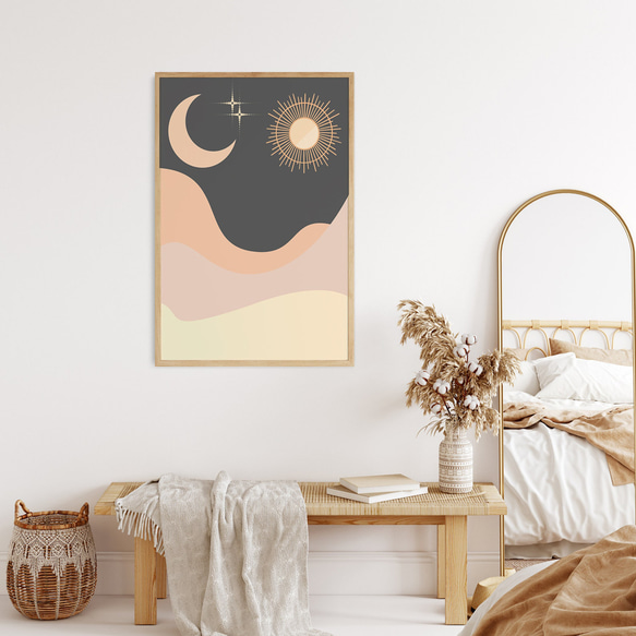ミッドセンチュリー 月 太陽 / インテリアポスター 海外アート / 3764 5枚目の画像