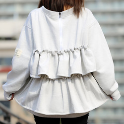 MERRYME フリルトレーナー 毛玉バイバイ裏毛】【どちらが前でもOK!】フリルスウェット