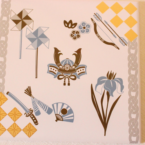 お得なSALE】端午の節句☆兜と菖蒲のインテリアタイル額