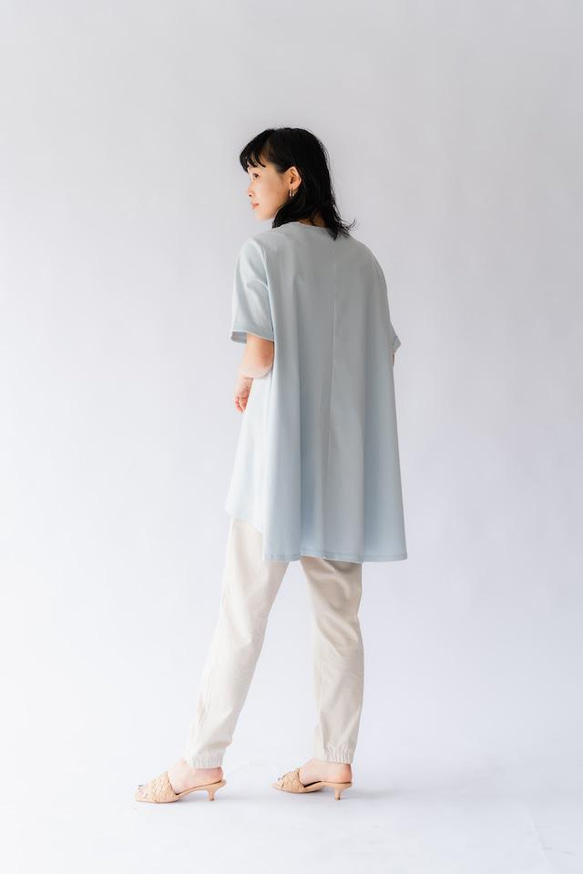 【完売】フレア　Tシャツ　サックスブルー　日本製　フリーサイズ　即納 5枚目の画像