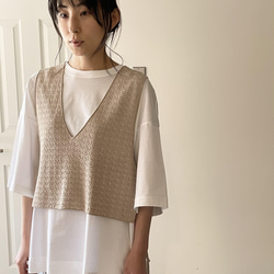 【summer sale】jacquard  knit best 3枚目の画像