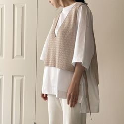 【summer sale】jacquard  knit best 2枚目の画像