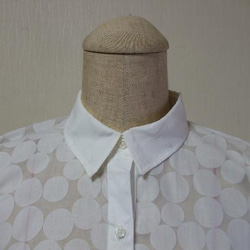 白水玉柄 オーバーサイズシャツワンピース M～LＬサイズ 透け感あり 2枚目の画像