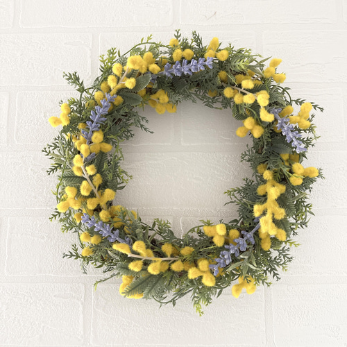 ミモザとラベンダーの春リース＊ リース PetitFleur＊ 通販 13599884