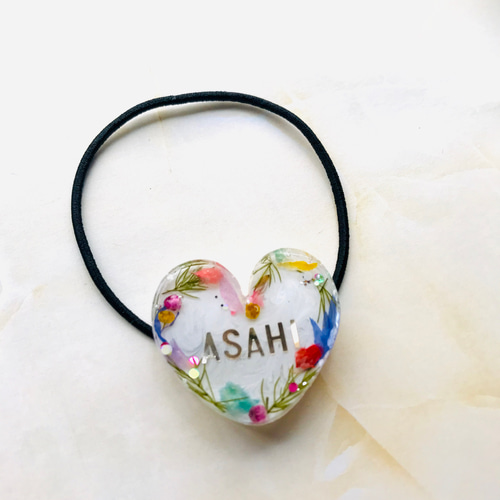 mamerin♪様ヘアゴム レジン ハート キーホルダー ブローチno232