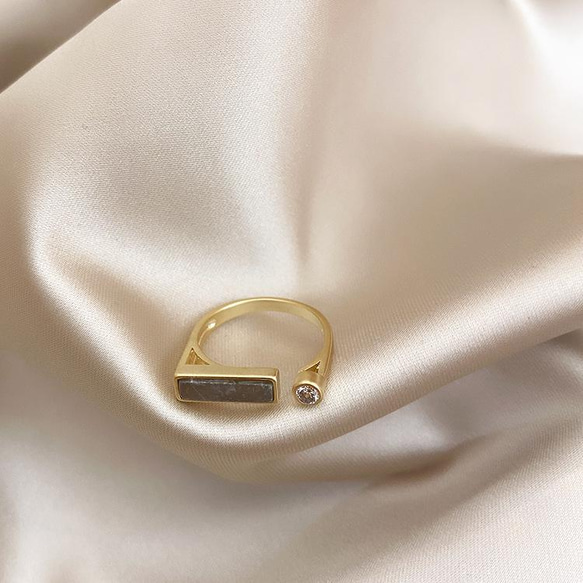韓国ファッション 大理石風デザインのグレーリング　指輪　アクセサリー　-1119 6枚目の画像