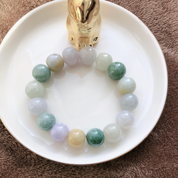 ミャンマー産 A貨 多彩 翡翠 ヒスイ ブレスレット ブレスレット