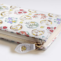 浅草文庫　牛革/文庫革　Ｌ字ファスナー長財布　取り出しやすい　猫/三毛【470304】 2枚目の画像