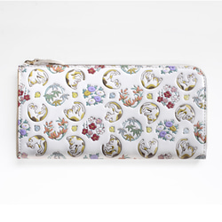 浅草文庫　牛革/文庫革　Ｌ字ファスナー長財布　取り出しやすい　猫/三毛【470304】 3枚目の画像