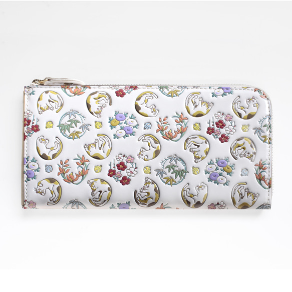 浅草文庫　牛革/文庫革　Ｌ字ファスナー長財布　取り出しやすい　猫/三毛【470304】 3枚目の画像