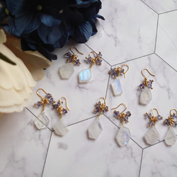 シルバーシャインムーンストーン　ハンドメイド　ピアス　天然石　イヤリング シルバーシャインムーンストーン ハンドメイド ピアス 天然石