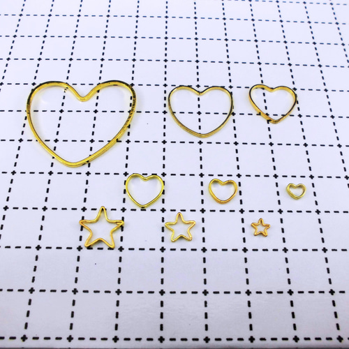 ハート＆星ミックス 9種類 122個 レジン枠 空枠 フレーム デコパーツ  