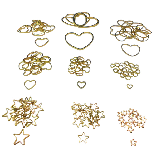 ハート＆星ミックス 9種類 122個 レジン枠 空枠 フレーム デコパーツ  