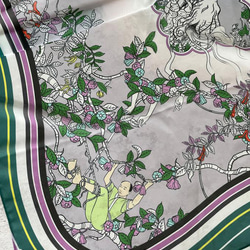『ゆるふわ男子柄』シフォンスカーフ サイズ95×95cm(スプリング系カラー) 7枚目の画像