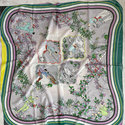 『ゆるふわ男子柄』シフォンスカーフ サイズ95×95cm(ウインター系カラー) 9枚目の画像
