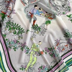 『ゆるふわ男子柄』シフォンスカーフ サイズ95×95cm(ウインター系カラー) 5枚目の画像