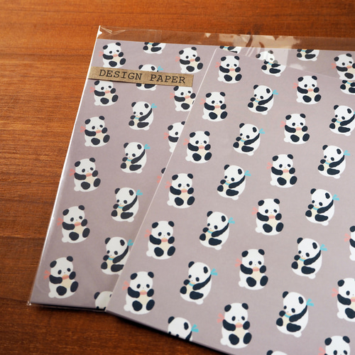送料無料♪】パンダのデザインペーパーセット A4 15枚入 クラフト