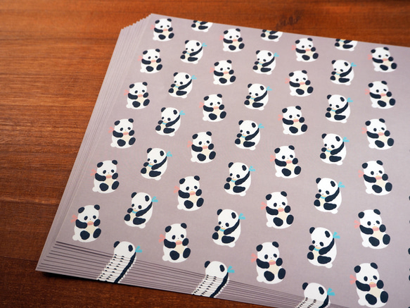 【送料無料♪】パンダのデザインペーパーセット A4 15枚入　クラフトペーパー　クラフト紙　包装紙　ラッピングペーパー 10枚目の画像