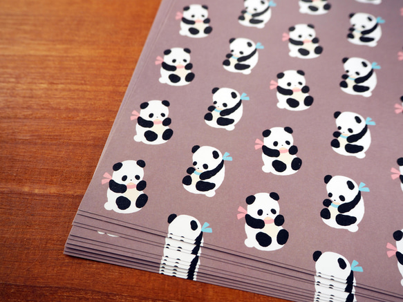 【送料無料♪】パンダのデザインペーパーセット A4 15枚入　クラフトペーパー　クラフト紙　包装紙　ラッピングペーパー 7枚目の画像