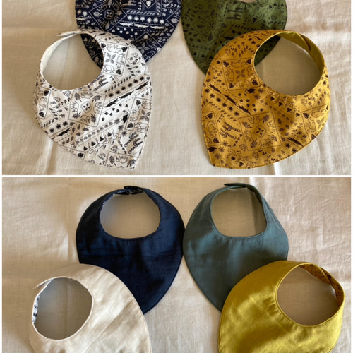 バンダナ風スタイ **受注製作** コットン100%生地使用 ガーゼ