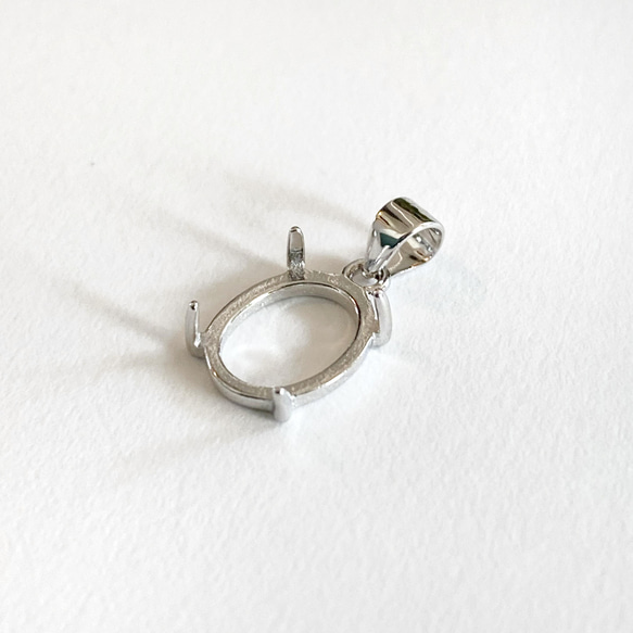 ペンダント空枠（爪留め）オーバルカボション10×8mm用 Silver925