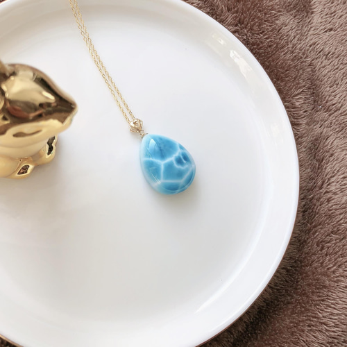 天然無処理 ラリマー ペンダントトップ k18 No900② ネックレス  