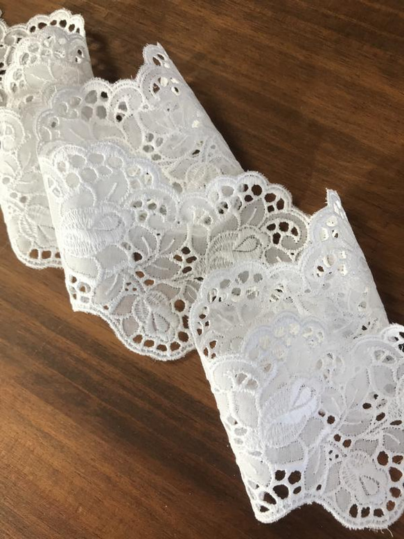 再販】5m コットンレース 両耳スカラップ 花柄 日本製 lace-No,016-5 