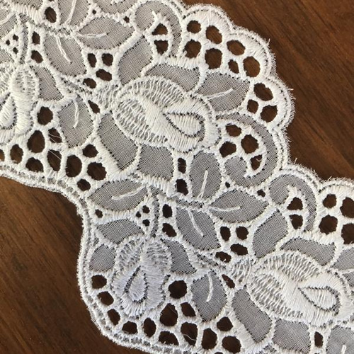 再販】5m コットンレース 両耳スカラップ 花柄 日本製 lace-No,016-5 