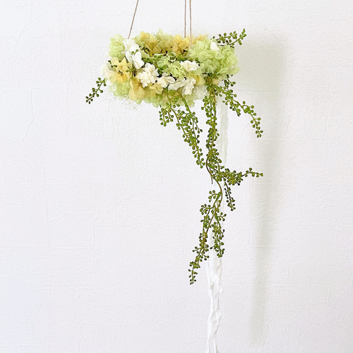 フライングリース プリザーブドフラワー 紫陽花 アジサイ リース  