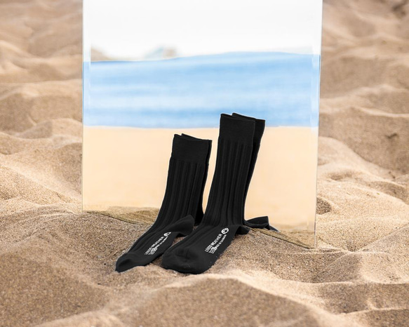 乾燥感・機能美學羅紋襪∣雙針筒∣抑菌∣極致黑∣25-28 cm∣襪子∣台灣製 第2張的照片