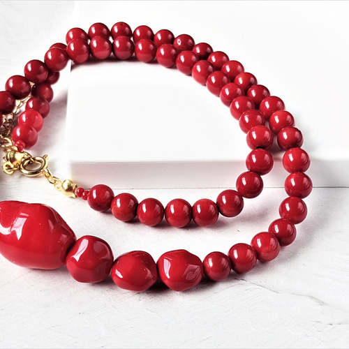 真っ赤な珊瑚のネックレス ネックレス・ペンダント a' la Lys